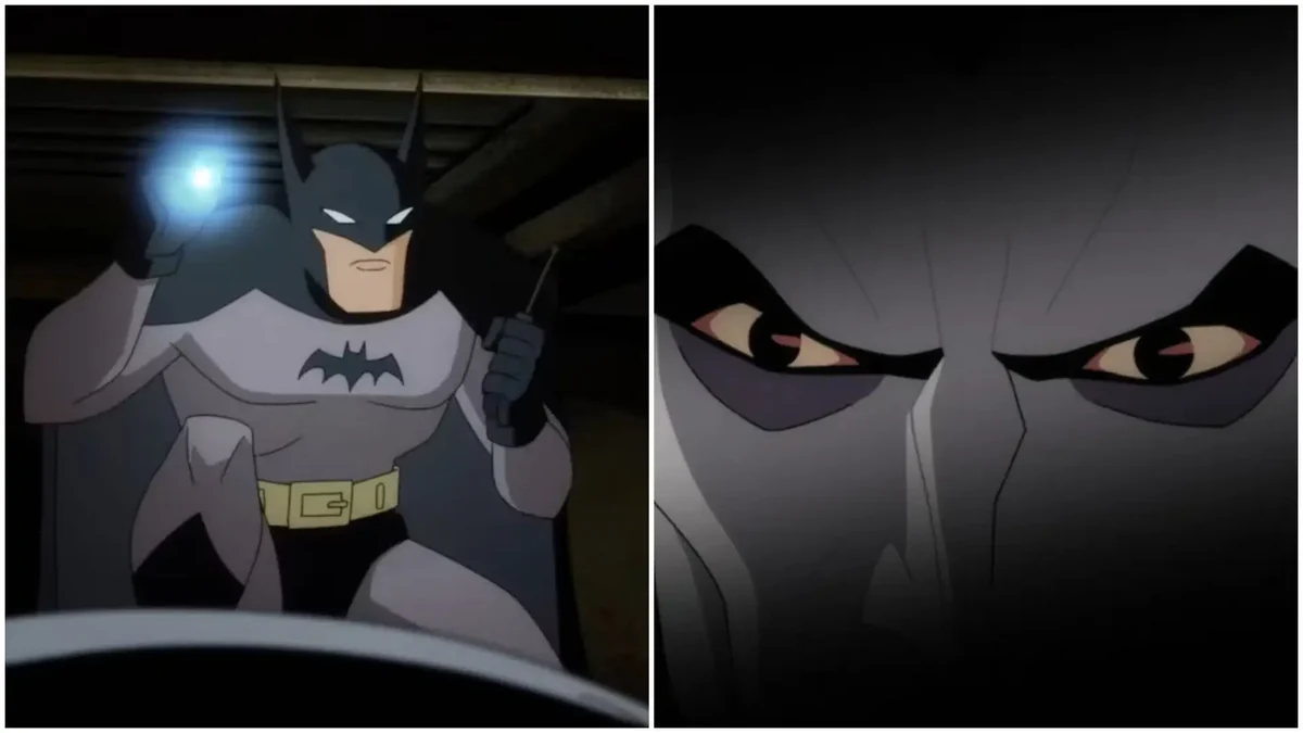 Batman: Caped Crusader temporada 2 — arte key art oficial da Prime Video com Bruce Wayne contra a skyline noir de Gotham