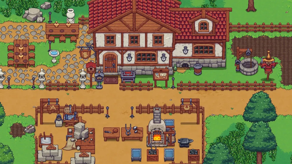 Colagem de mundos de cozy games: fazenda pixel art, ilha tropical e personagens fofos