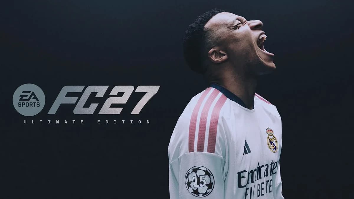 Kylian Mbappé na arte oficial de capa da Ultimate Edition de EA Sports FC 27, divulgada pela EA em julho de 2026