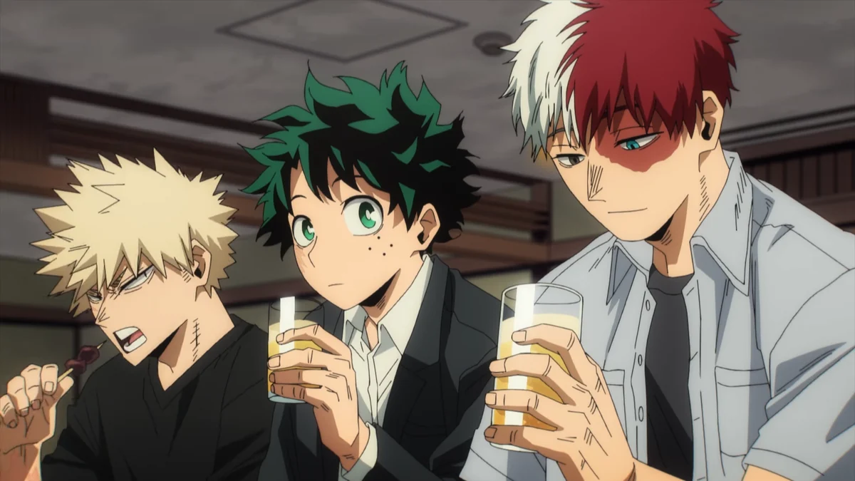 Key visual do episódio especial More de My Hero Academia — a Classe 1-A adulta, 8 anos após os eventos finais da série