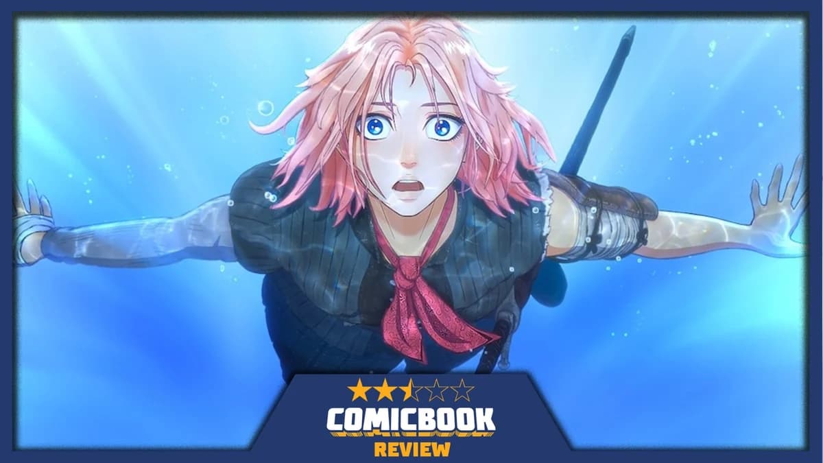Cena do filme Scarlet de Mamoru Hosoda — a princesa Scarlet em pose de combate, arte do Studio Chizu