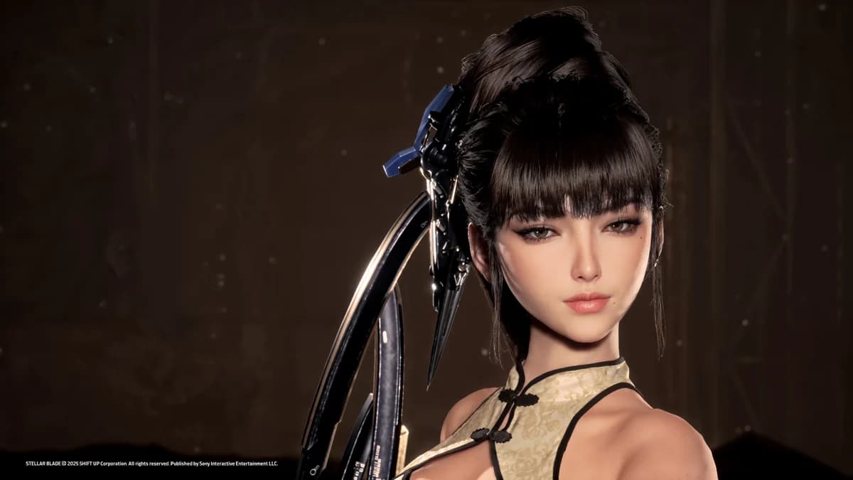 Eve de Stellar Blade em pose icônica — key art oficial do jogo da Shift Up para PS5