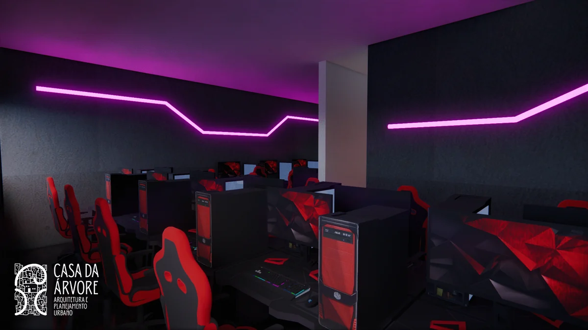 Fachada de uma lan house tradicional no Brasil, ambiente típico onde o CS 1.6 era jogado nos anos 2000